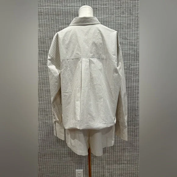 🩷 (Set) Good American Women's Stripe Poplin Weekend Button Down & Shorts 🩷 - Picture 3 of 6